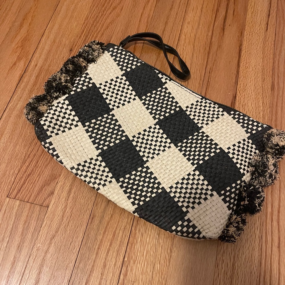 a new day Black and Cream Woven Clutch